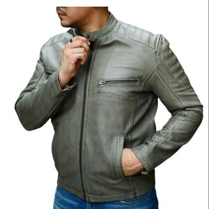 Jild Biker Style Cafe Racer Leather Jacket
